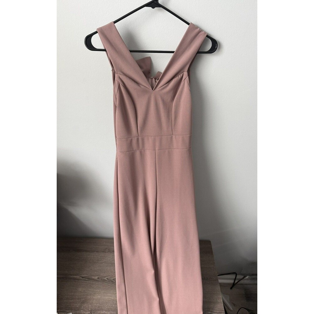 Almost Famous Pink Sleeveless Wide-Leg Jumpsuit V-Neck Button Accent Size S